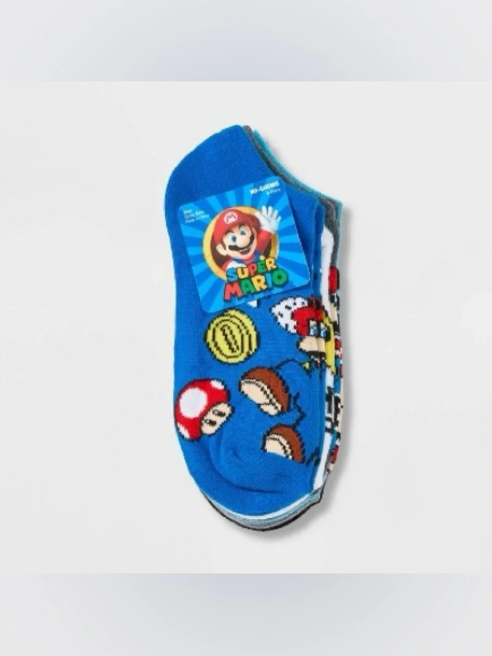 Super Mario Bro Video Game Kids No-Show Socks - 6-Pack Sz M/L
